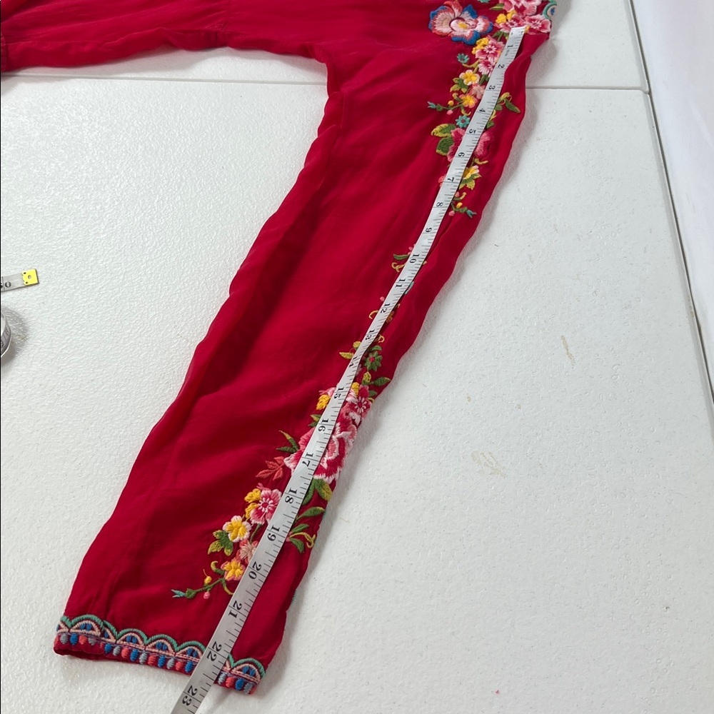 Johnny Was Sz XS Floral Embroidered Top Babydoll Top Red Boho - Picture 6 of 9